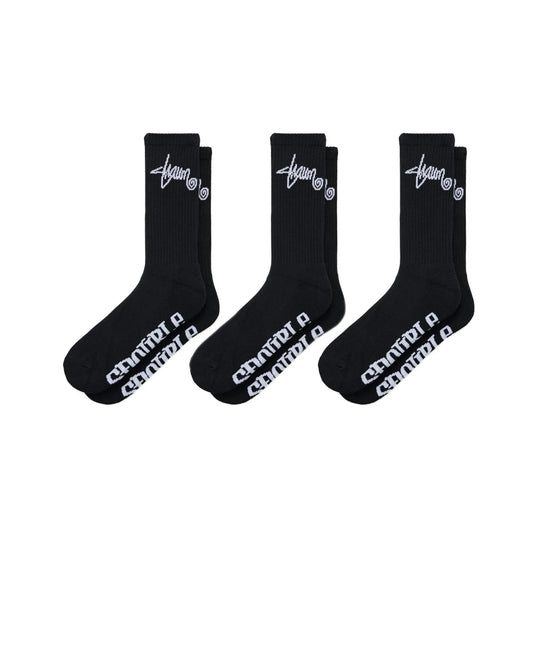 S/DOUBLE - Standard Shawn Sock 3pk BLACK