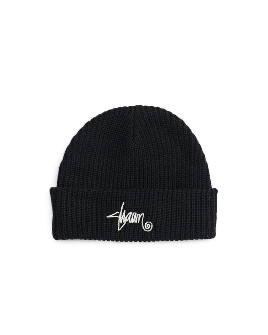 S/DOUBLE -SHAWN SCRIPT MID BEANIE - BLACK