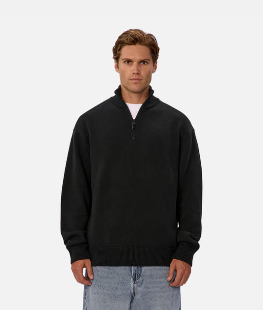 INDUSTRIE - THE MARINE ZIP NECK KNIT PINE