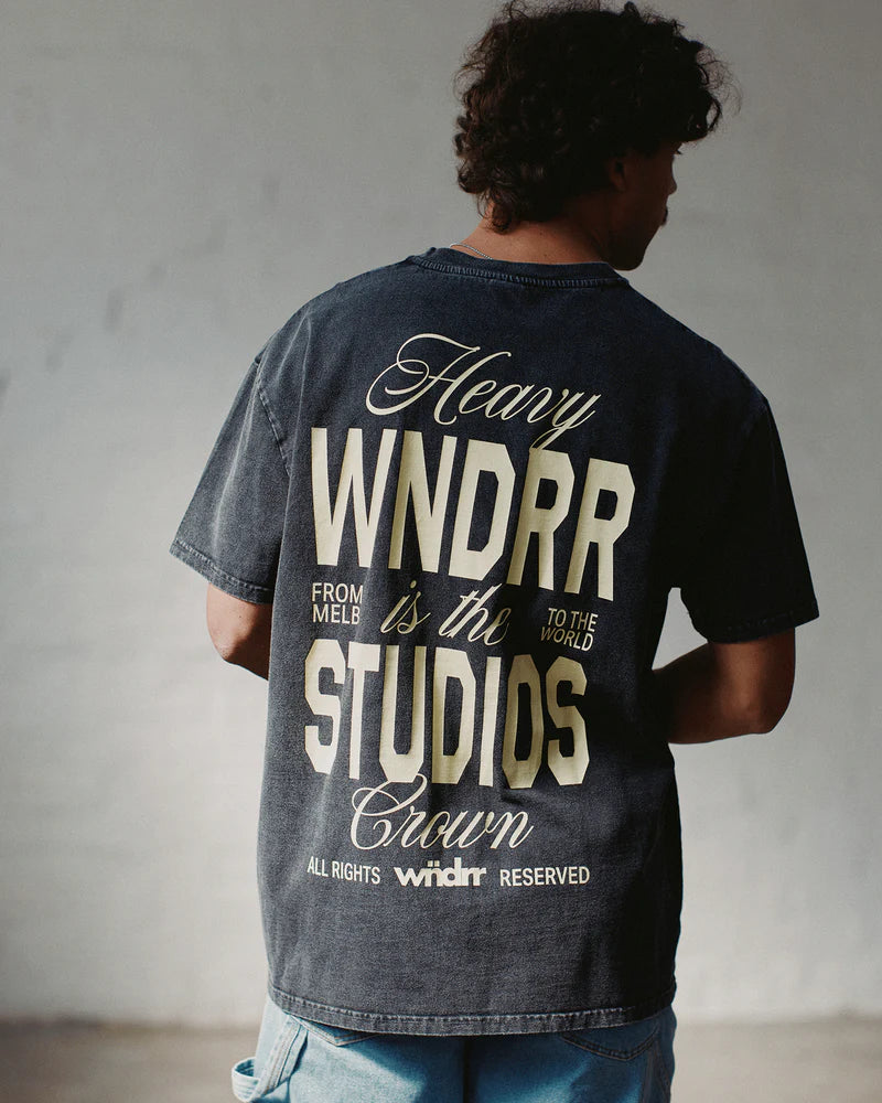 WNDRR- HIGHBORN BOX FIT TEE - WASHED BLACK