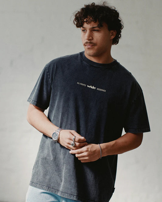WNDRR- HIGHBORN BOX FIT TEE - WASHED BLACK