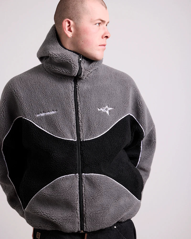WNDRR - STXHAUS fleece jacket - GREY/ BLACK