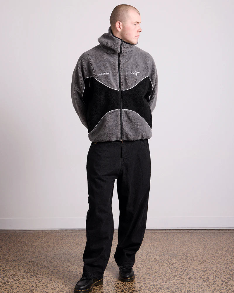 WNDRR - STXHAUS fleece jacket - GREY/ BLACK