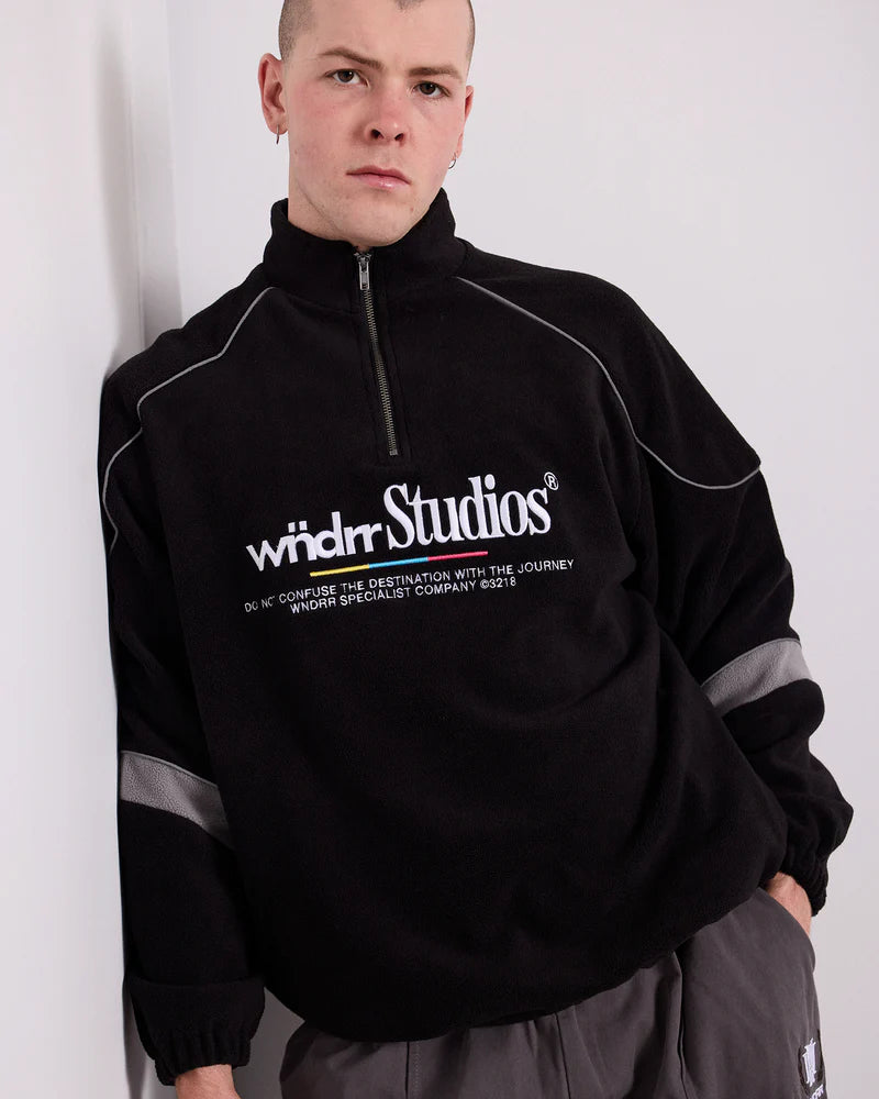 WNDRR - collective 1/4 zip polar fleece sweat- BLACK