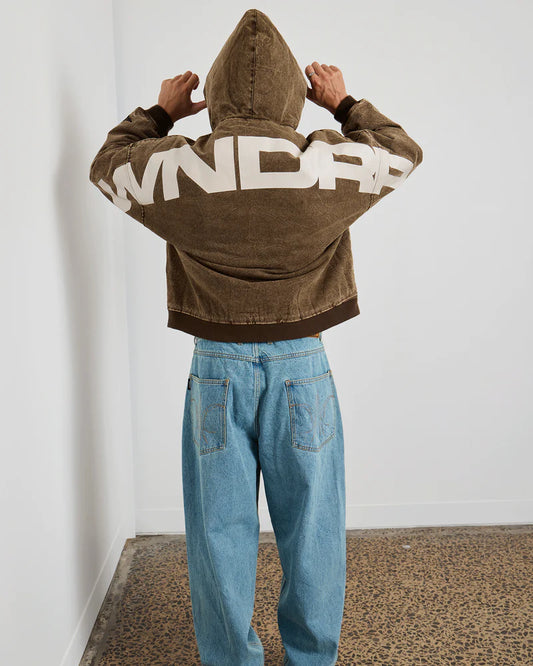 WNDRR - Stxller Hooded Work Jacket BROWN DENIM
