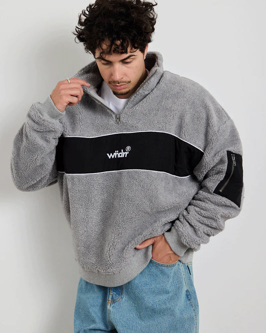 WNDRR - Offcut 1/4 Sip SHerpa Fleece Sweat GREY