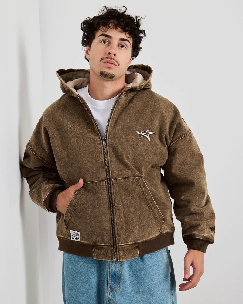 WNDRR - Stxller Hooded Work Jacket BROWN DENIM