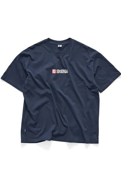S/DOUBLE - S-CUBE Mid Block SS TEE NAVY